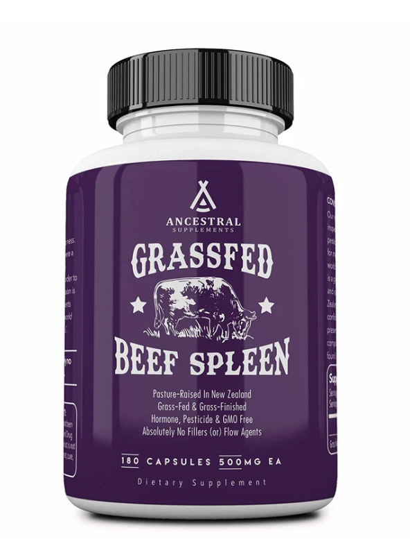 Ancestral Supplements Newtraceuticals, Grass-fed Beef Spleen, hovězí slezina, 180 kapslí, 30 dávek Výživový doplnok