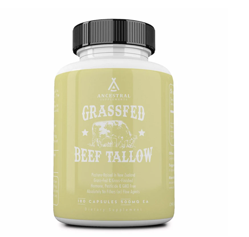 Ancestral Supplements Newtraceuticals, Grass-fed Beef Tallow, hovězí lůj, 180 kapslí, 30 dávek Výživový doplnok