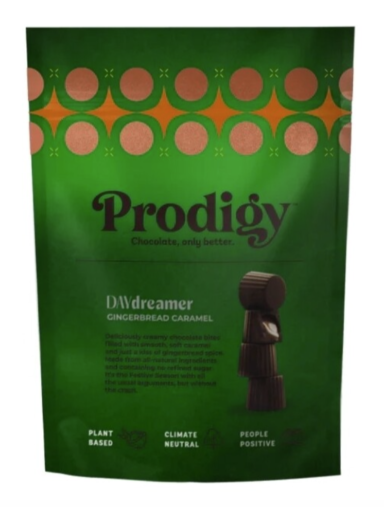 Prodigy Daydreamer Gingerbread Caramel Chocolate Bites, čokoládové kousky s karamelem a perníkovým kořením 120 g