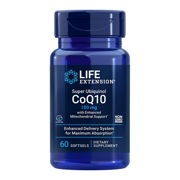 Life Extension Super Ubiquinol CoQ10 with Enhanced Mitochondrial Support, koenzym Q10, 100 mg, 60 softgelových kapslí Obrázek