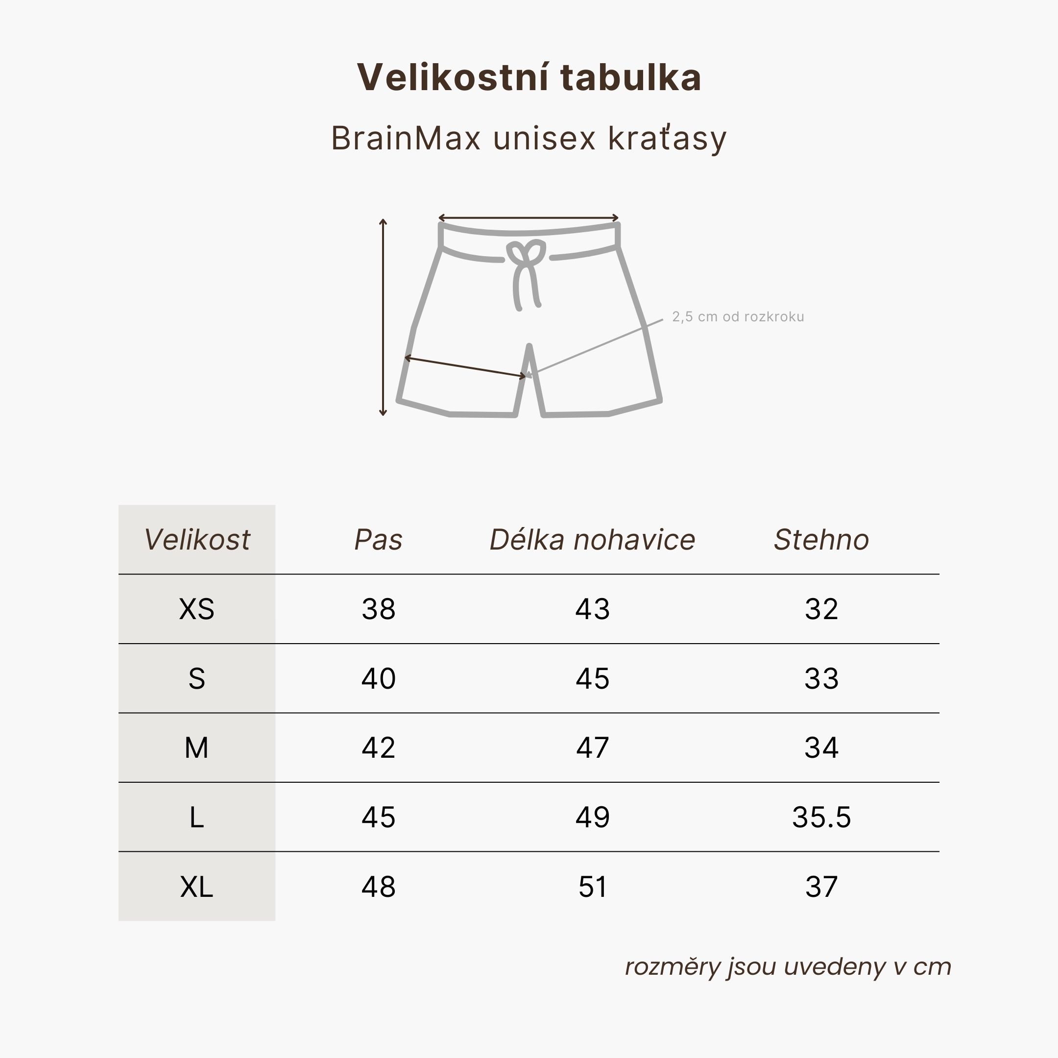 BrainMax unisex béžové kraťasy, BIO bavlna Velikost: S Obrázek