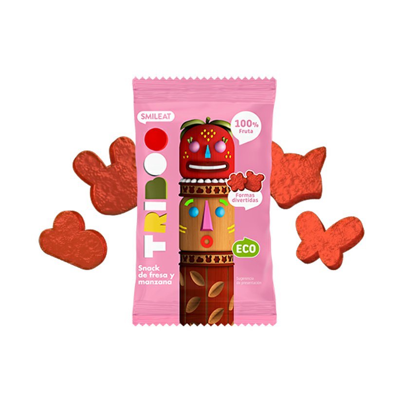 Smileat BIO 100% ovocné měkké bonbónky jablko a jahody, 25g Obrázek
