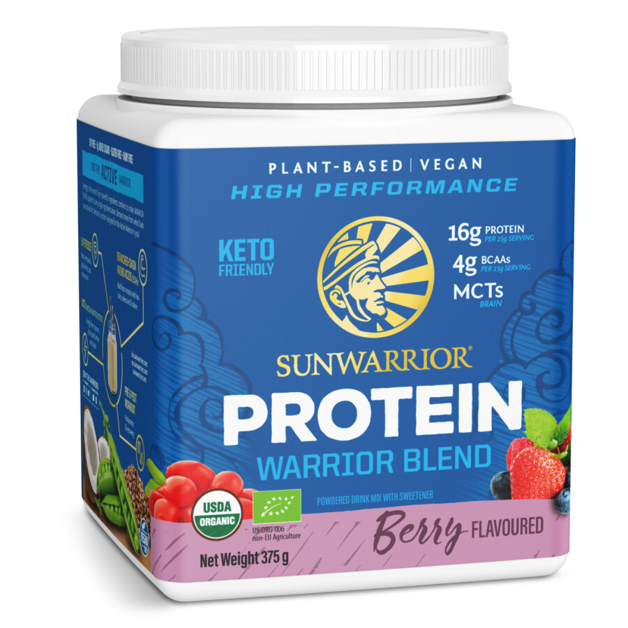 Sunwarrior Warrior Blend Organic Protein lesní plody 375 g Obrázek