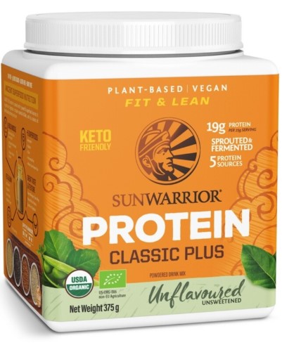 Sunwarrior Classic Plus Organic Protein Unflavoured, protein, neochucený, BIO, 375 g Obrázek