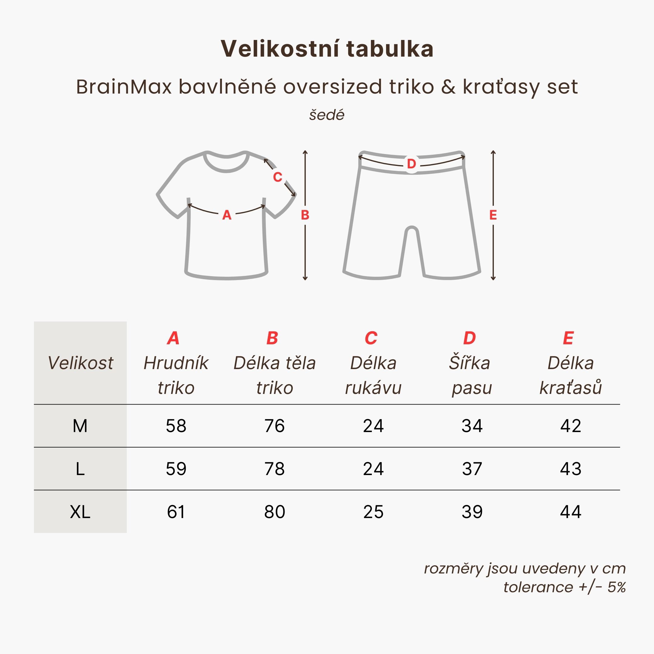 BrainMax bavlněné oversized triko & kraťasy set, šedá Velikost: M Obrázek