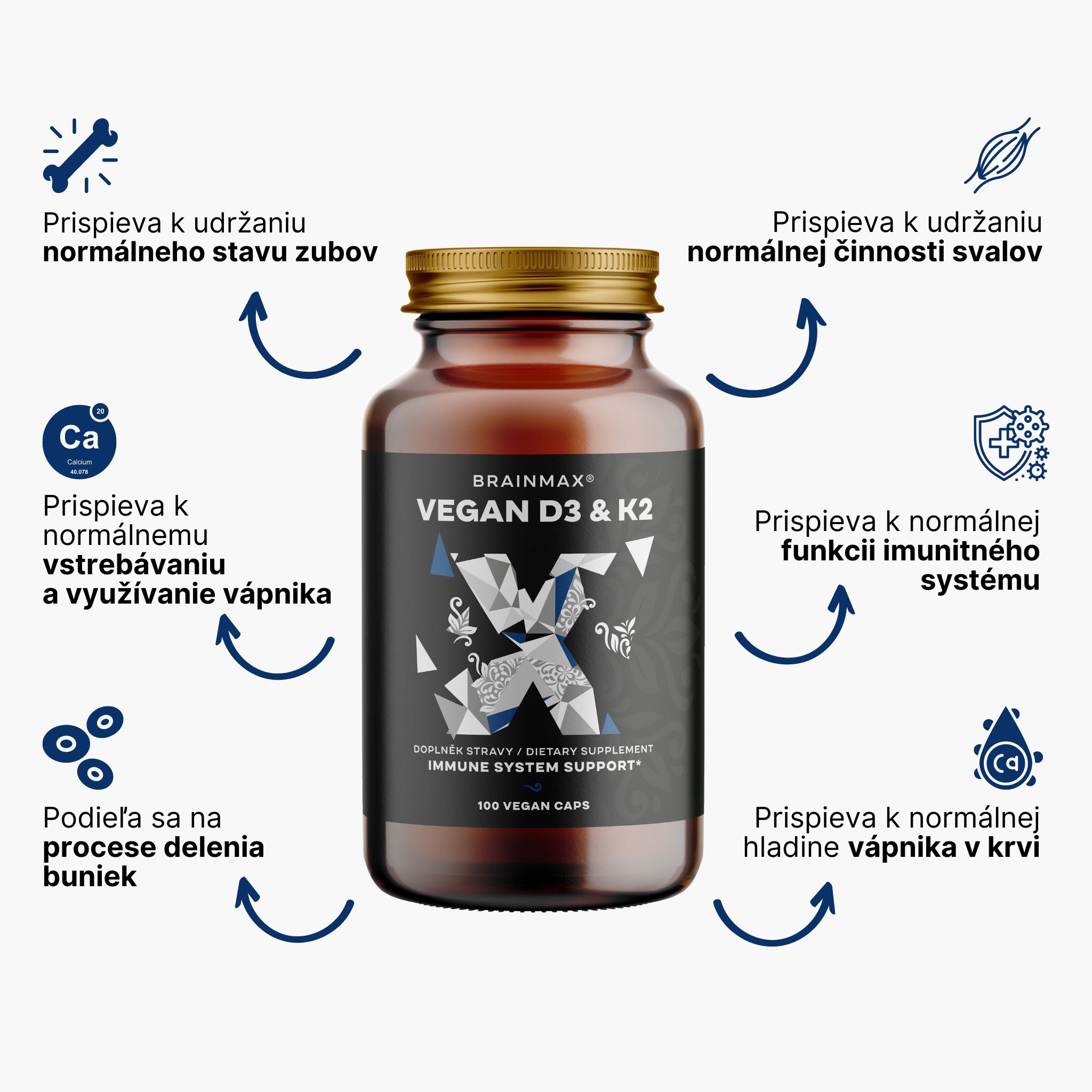 BrainMax Vegan Vitamin D3 & K2 4000 IU / K2 jako MK7 all-trans K2VITAL®DELTA 150 mcg, 100 rostlinných kapslí Obrázek