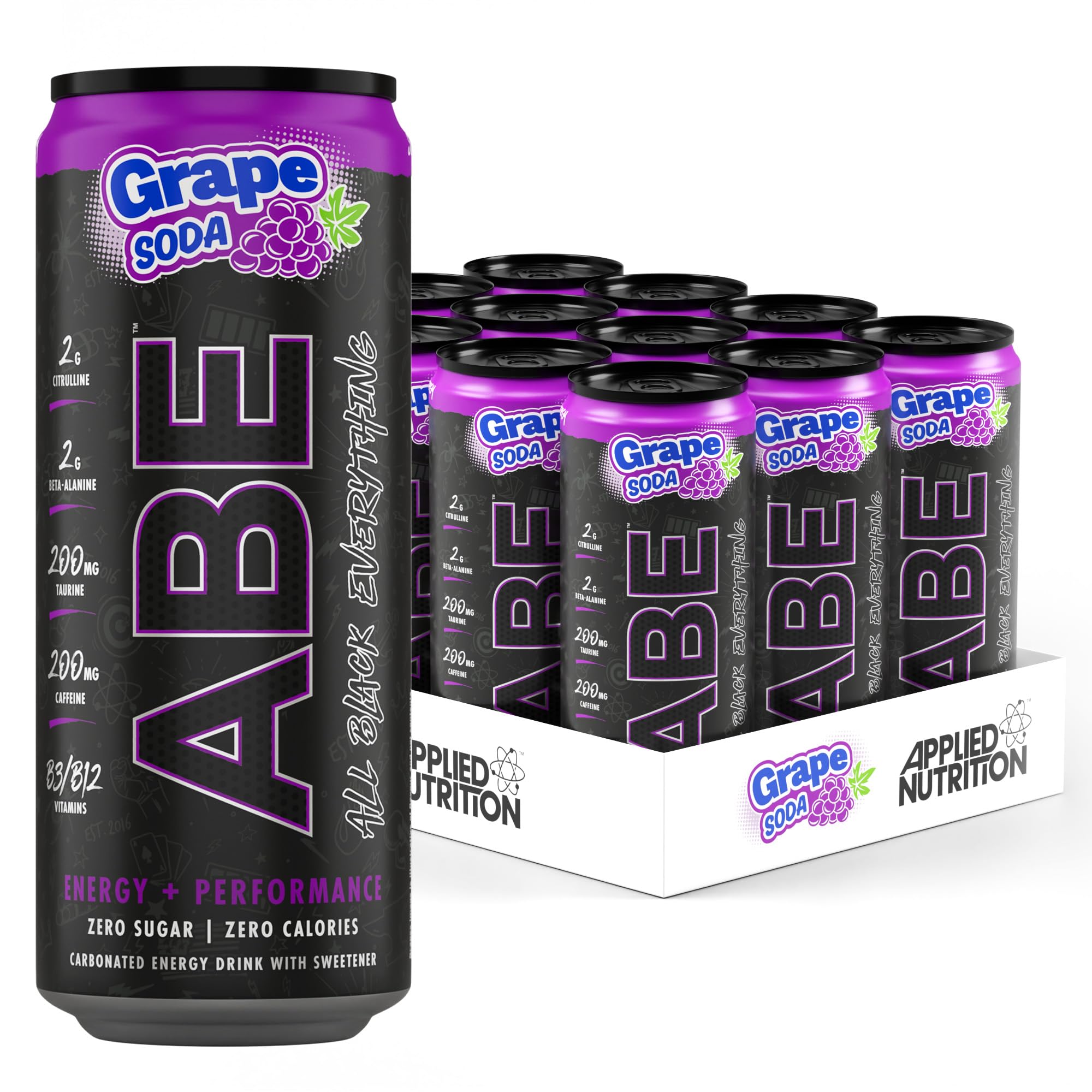 Applied Nutrition Abe Energy + Performance Cans, Energetický drink, Hroznová limonáda, 330 ml Obrázek