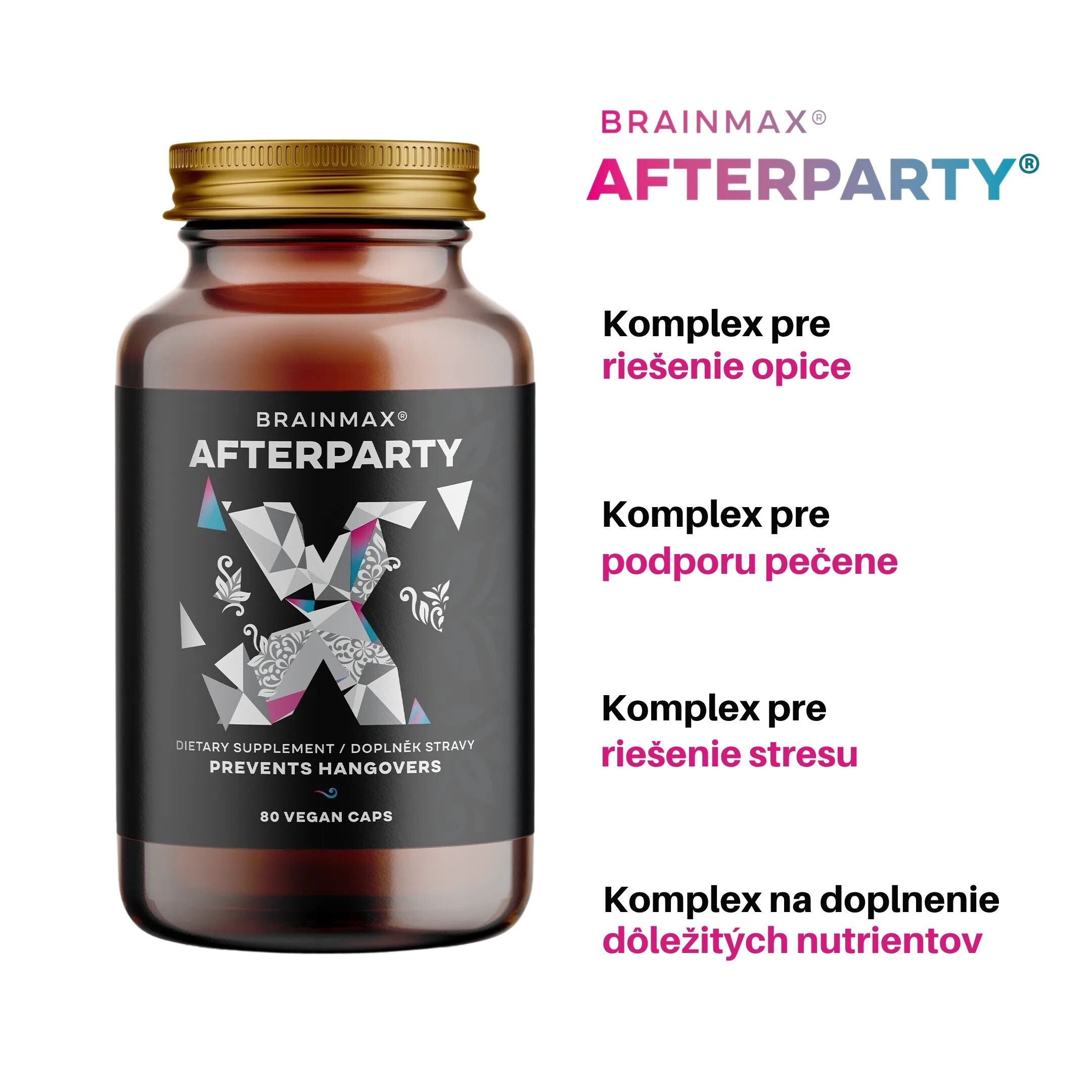 BrainMax® AFTERPARTY, doplněk pro zmírnění kocoviny Počet kapslí: 80 kapslí Obrázek