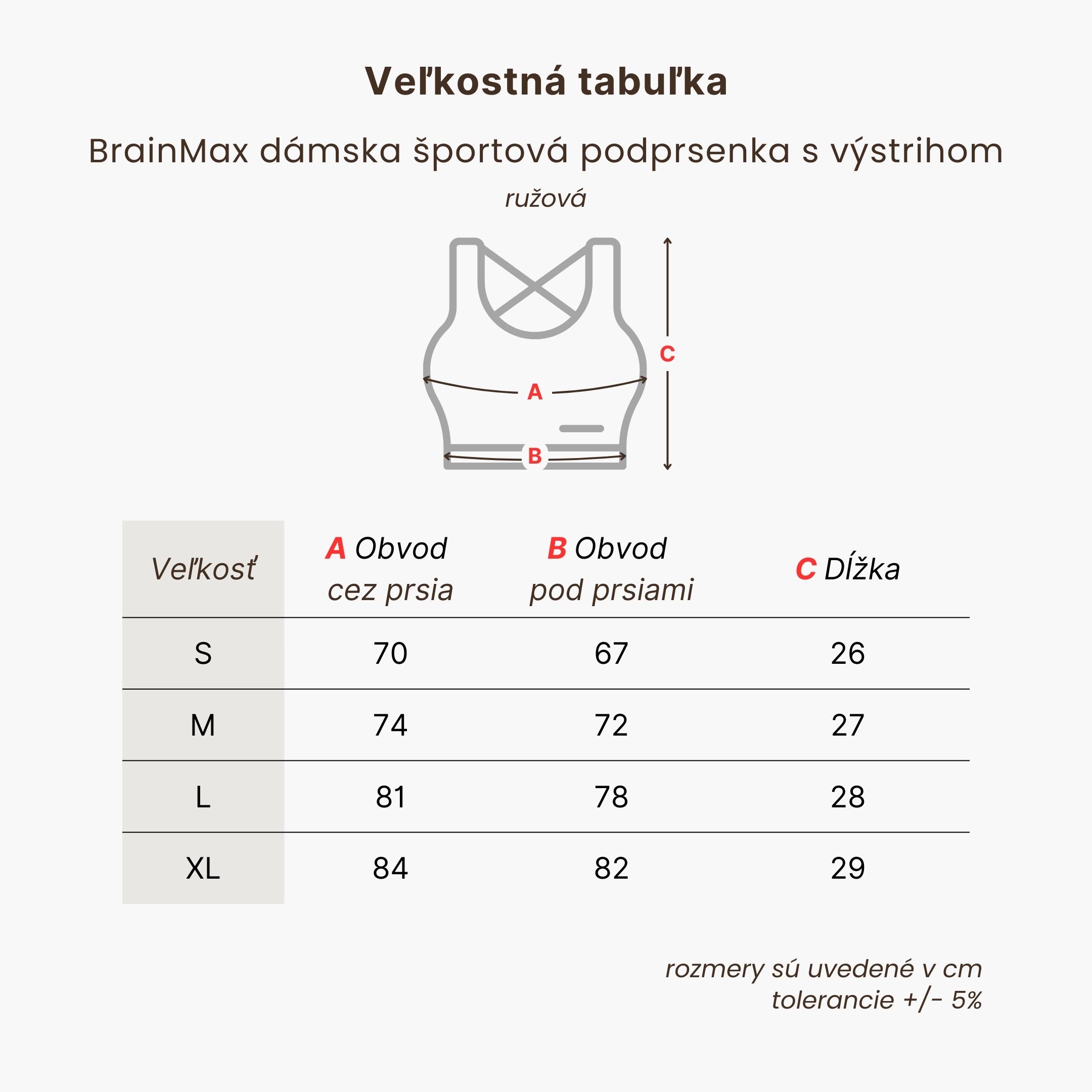 BrainMax dámská sportovní podprsenka s výstřihem, růžová Velikost: L Obrázek