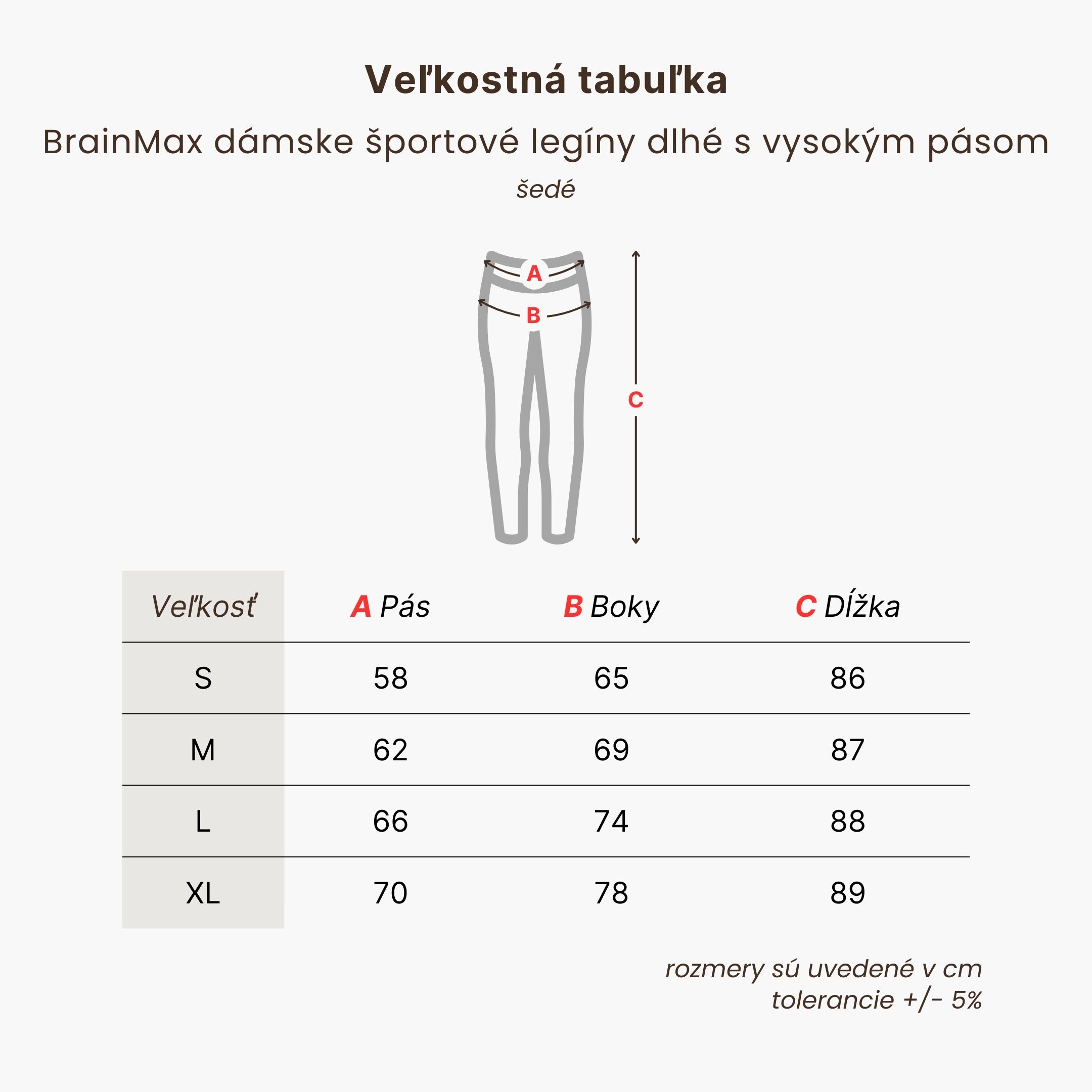 BrainMax dámské sportovní legíny dlouhé s vysokým pasem, šedé Velikost: L Obrázek