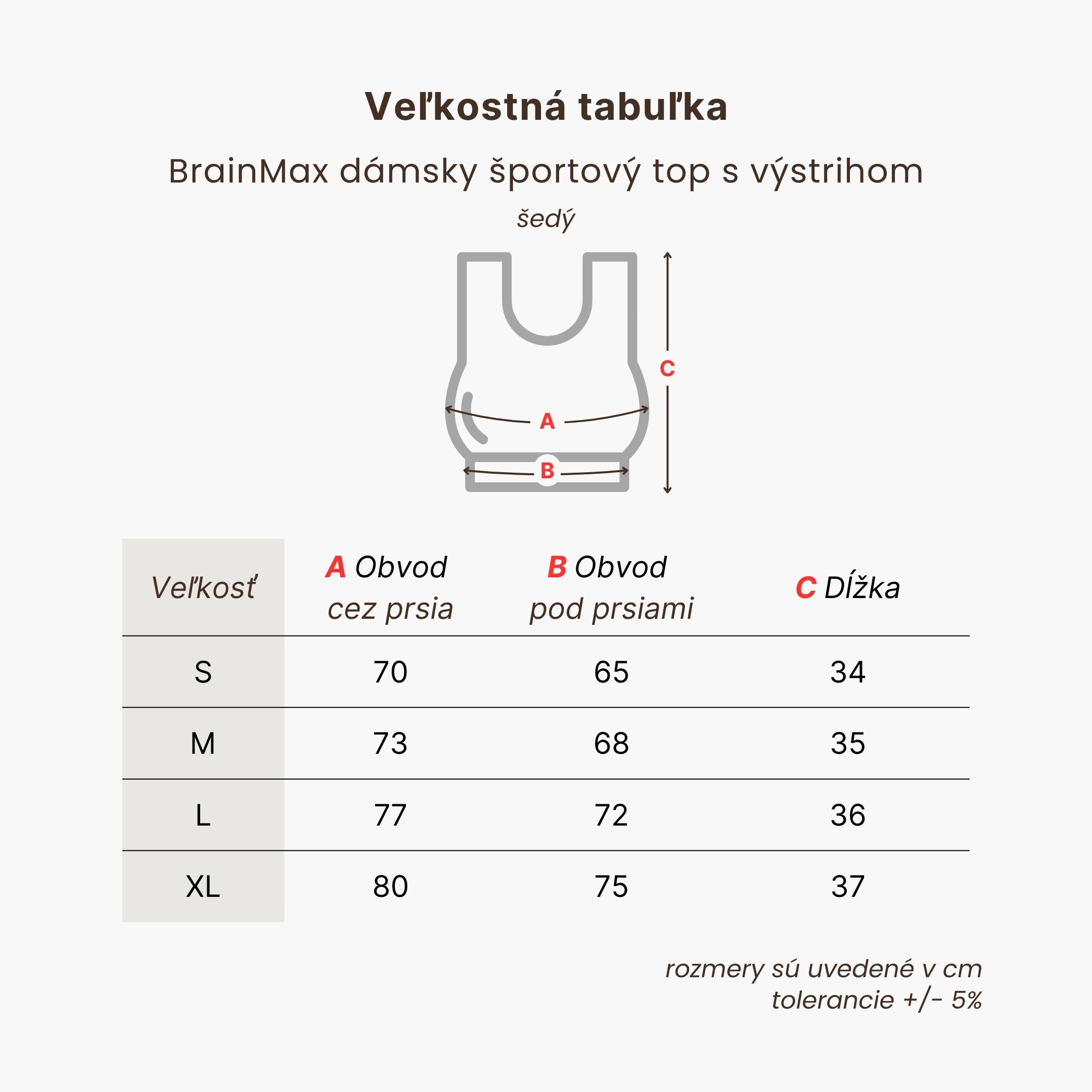 BrainMax dámský sportovní top s výstřihem, šedý Velikost: M Obrázek