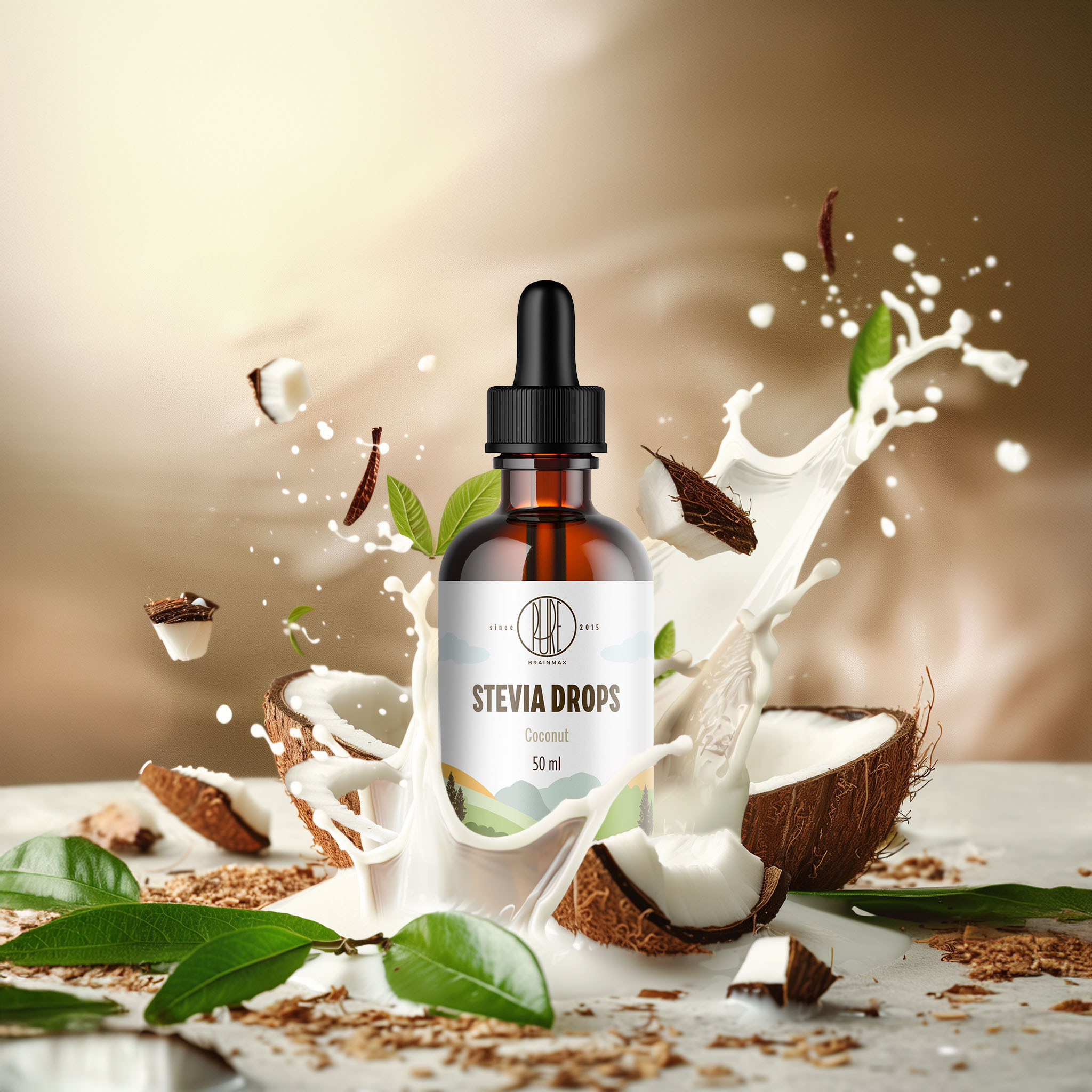 BrainMax Pure Stevia drops, Stévie kapky, různé druhy, 50 ml Příchuť: Máta Obrázek