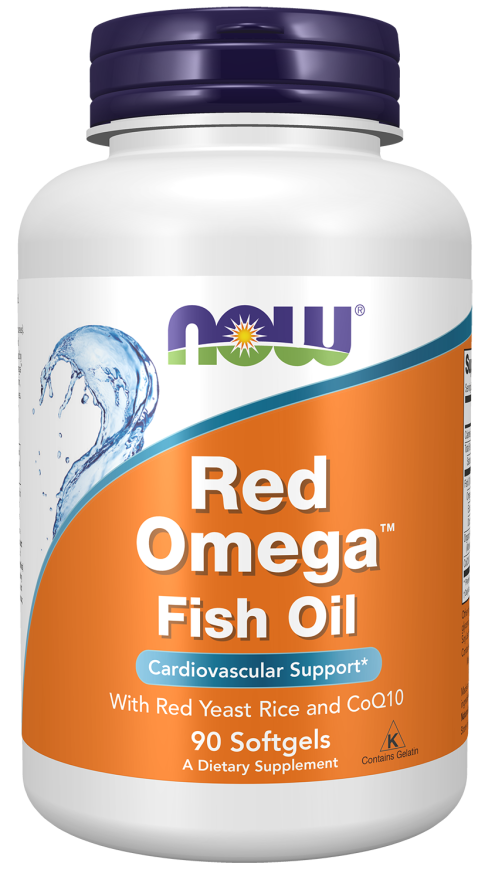 Now® Foods NOW Red Omega, Červená kvasnicová rýže s omega 3 a koenzymem Q10, 90 softgelových kapslí Obrázek