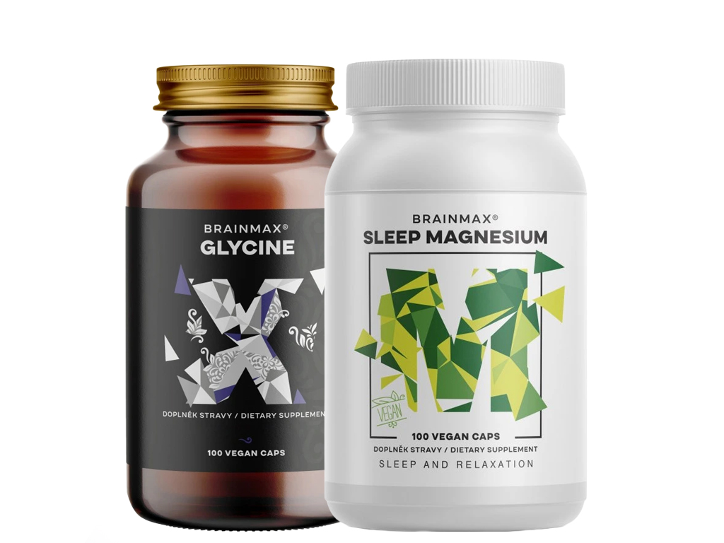 BrainMax Sleep magnesium + BrainMax Glycin 975 mg, 100 rastlinných kapsúl