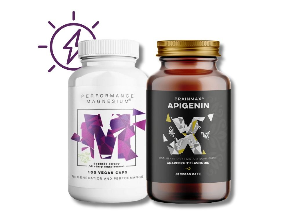 Performance Magnesium®, 1000 mg, Horčík 200 mg, 100 vegan kapsúl + BrainMax Apigenin, 300 mg, 60 kapsúl