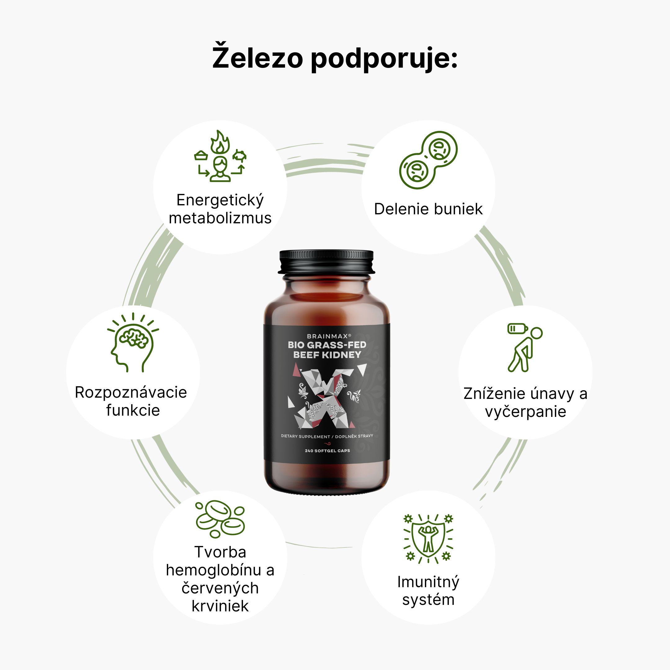 BrainMax Grass-Fed Beef kidney, hovězí ledviny, BIO, 240 kapslí Obrázek