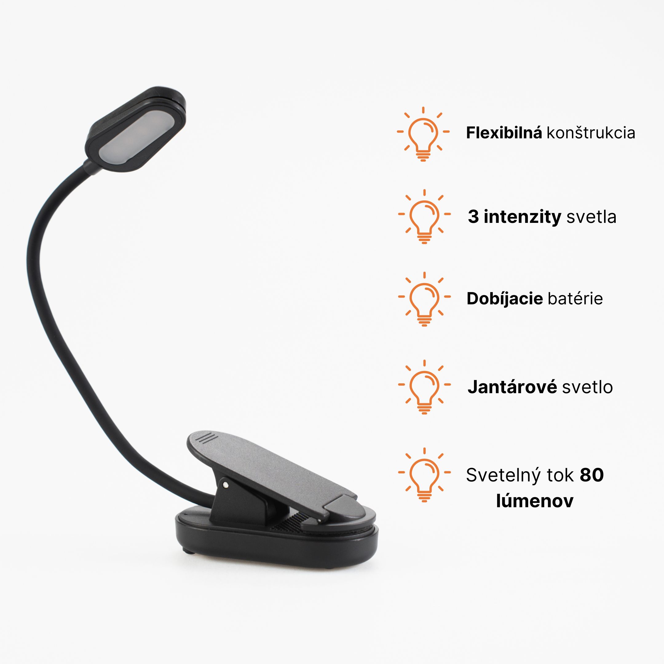 BrainLight Reading lamp, lampa, 1700 K, 1 W, 3 intenzity jantarového světla Obrázek