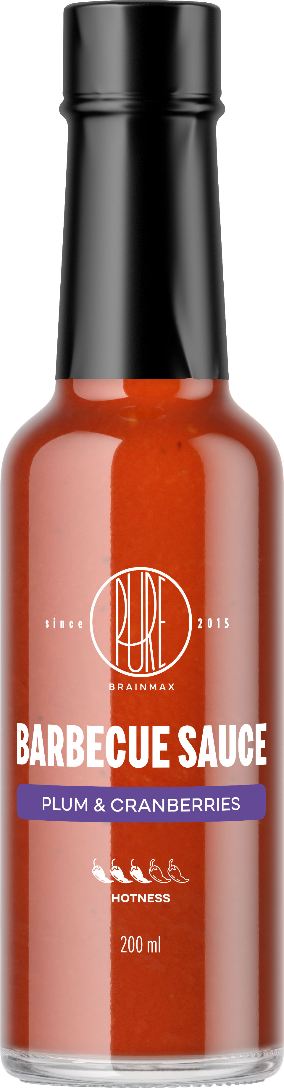 BrainMax Pure Barbecue sauce, Plum & Cranberries (barbecue omáčka, švestka a brusinky), 200 ml Obrázek