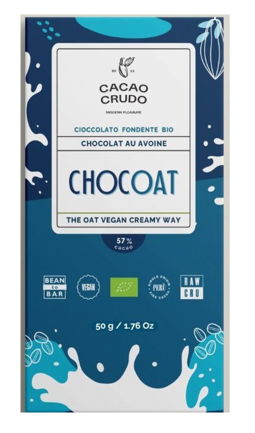 Cacao Crudo nyers zab étcsokoládé, 50 g