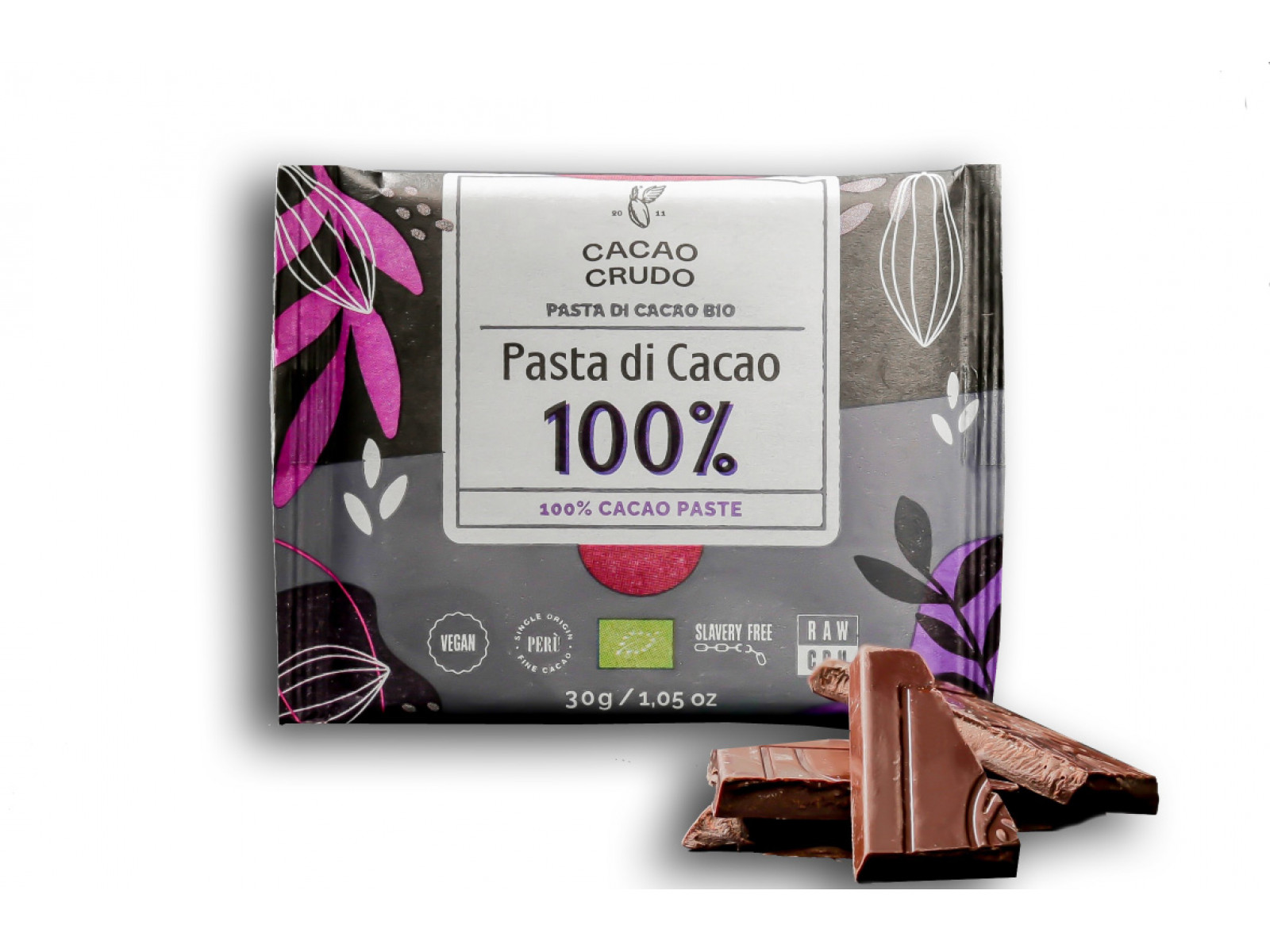 Cacao Crudo nyers étcsokoládé 100%, BIO, 30 g