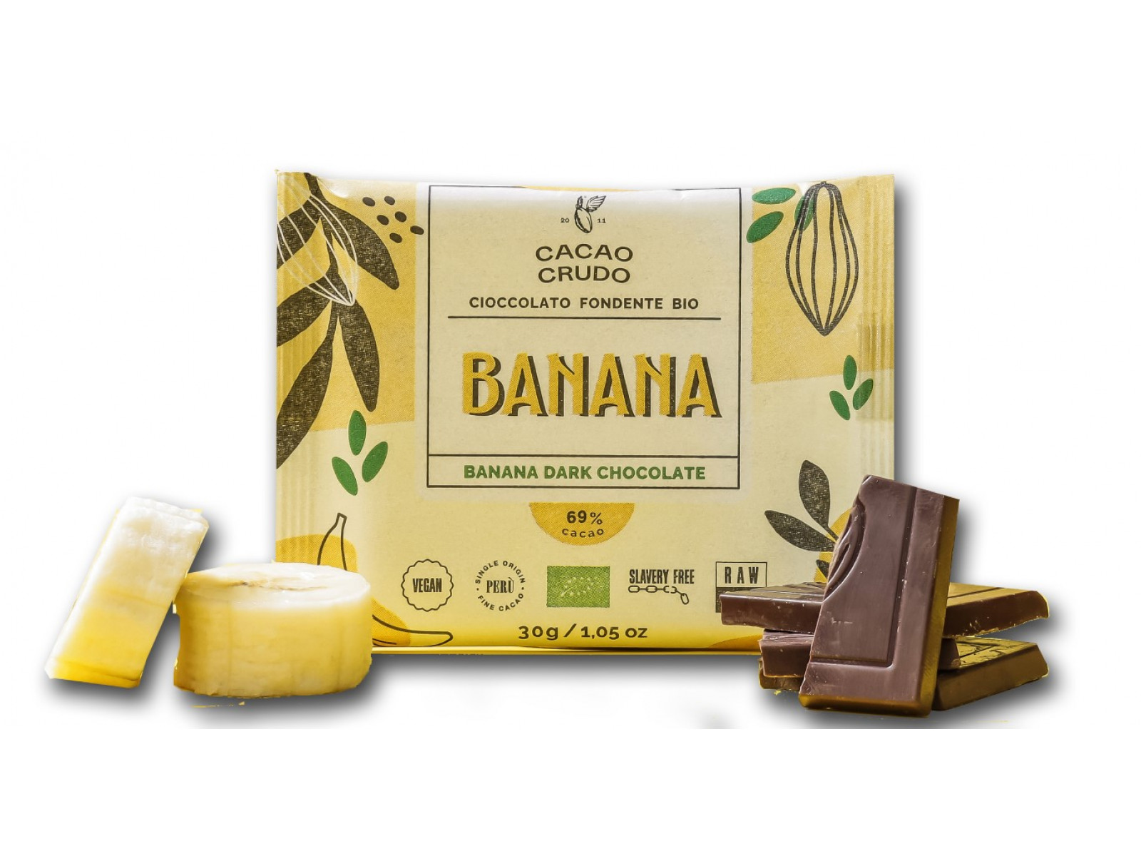 Cacao Crudo Raw Étcsokoládé banánnal, BIO, 30 g