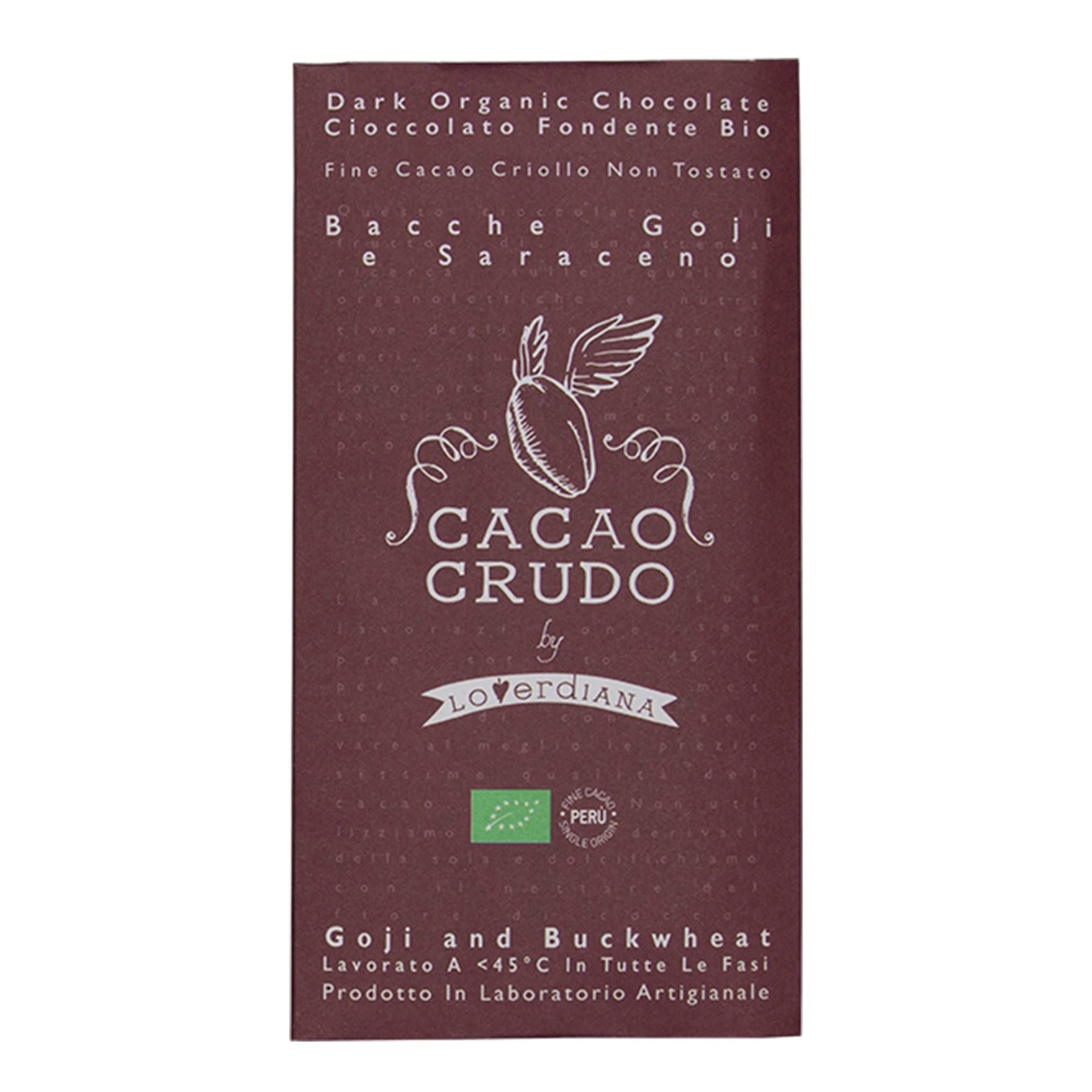 Cacao Crudo Raw Hořká čokoláda s Goji a pohankou, BIO, 50 g