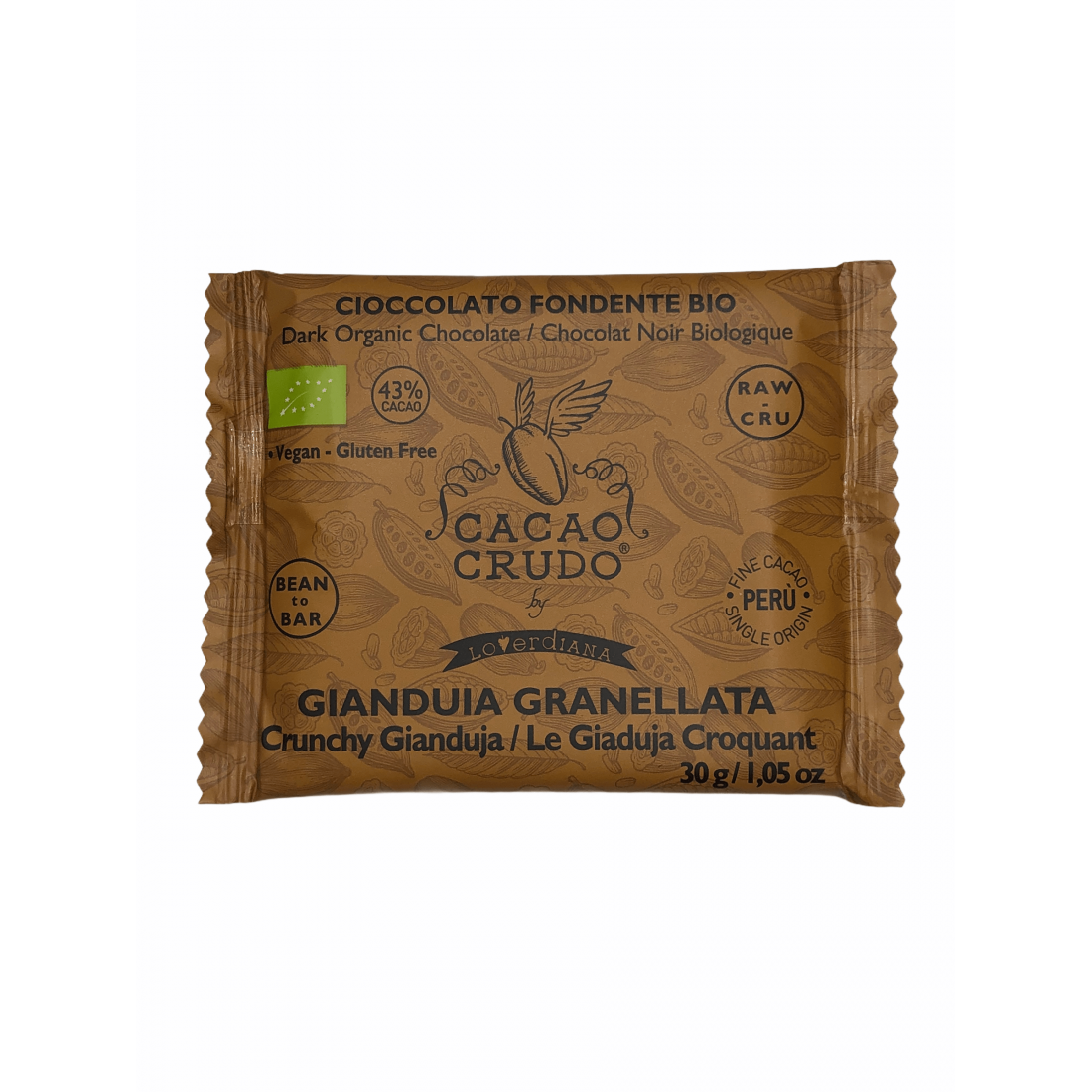 Cacao Crudo Raw Étcsokoládé darált mogyoróval, BIO, 30 g