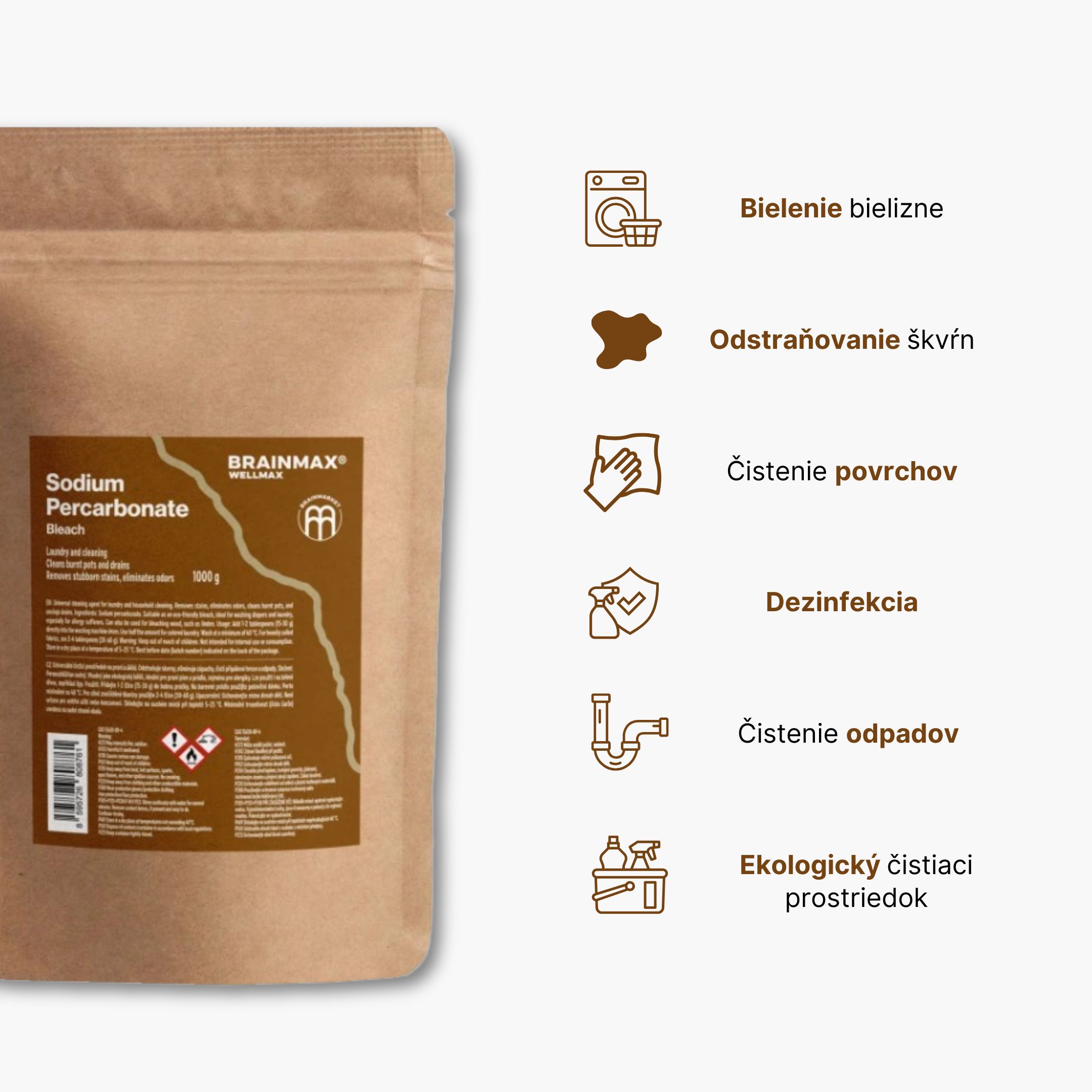 BrainMax Pure WellMax Perkarbonát sodný, bělidlo, 1 kg Obrázek