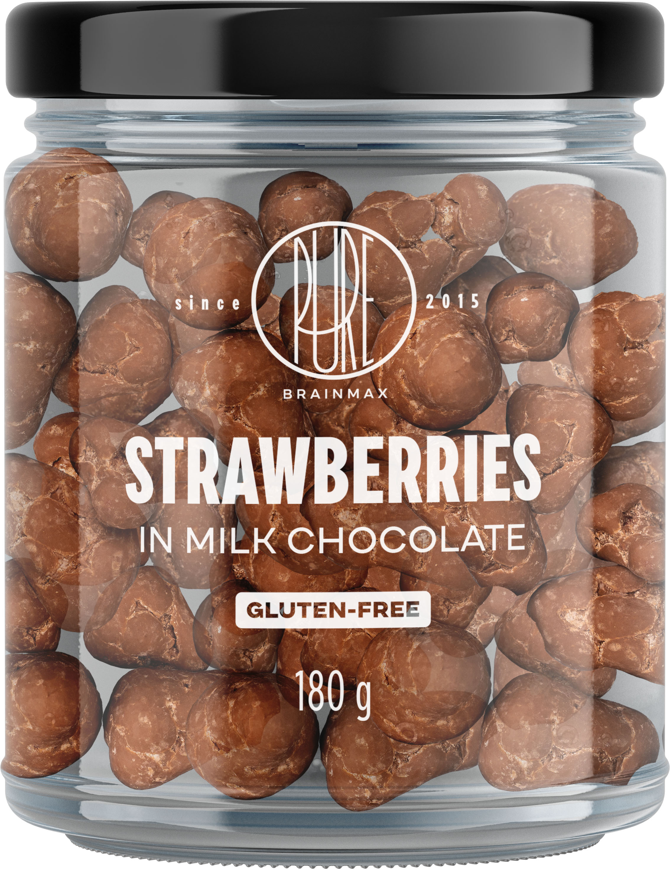 BrainMax Pure Strawberries in Milk Chocolate, Jahody v mléčné čokoládě, 180 g Obrázek