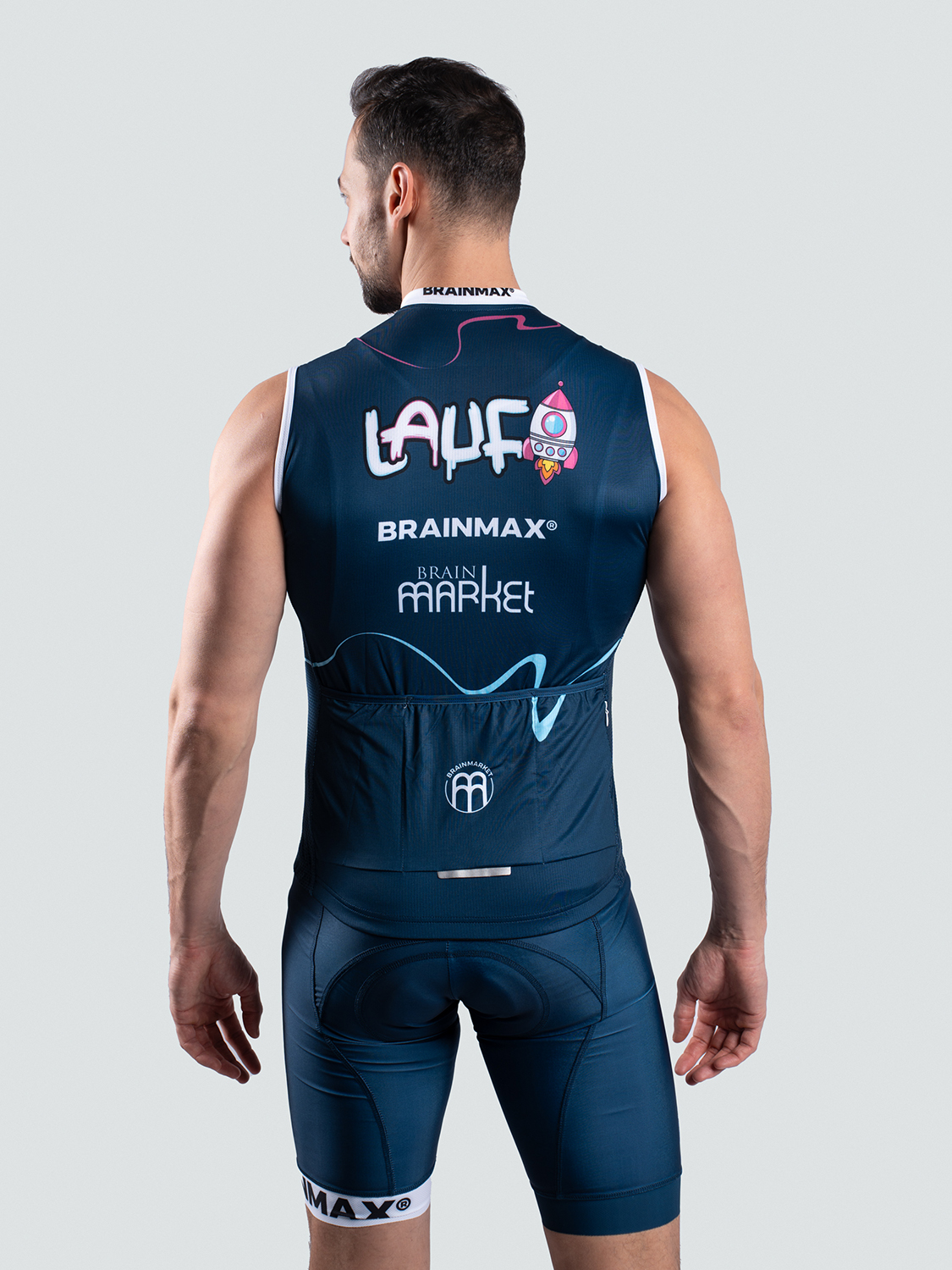 BrainMax LAUF cyklistický dres bez rukávů, modrý Velikost: M Obrázek