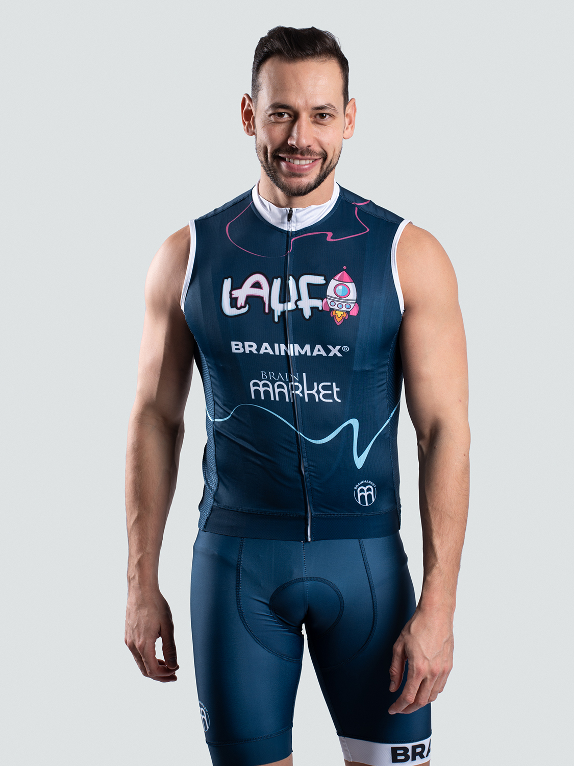 BrainMax LAUF cyklistický dres bez rukávů, modrý Velikost: M Obrázek