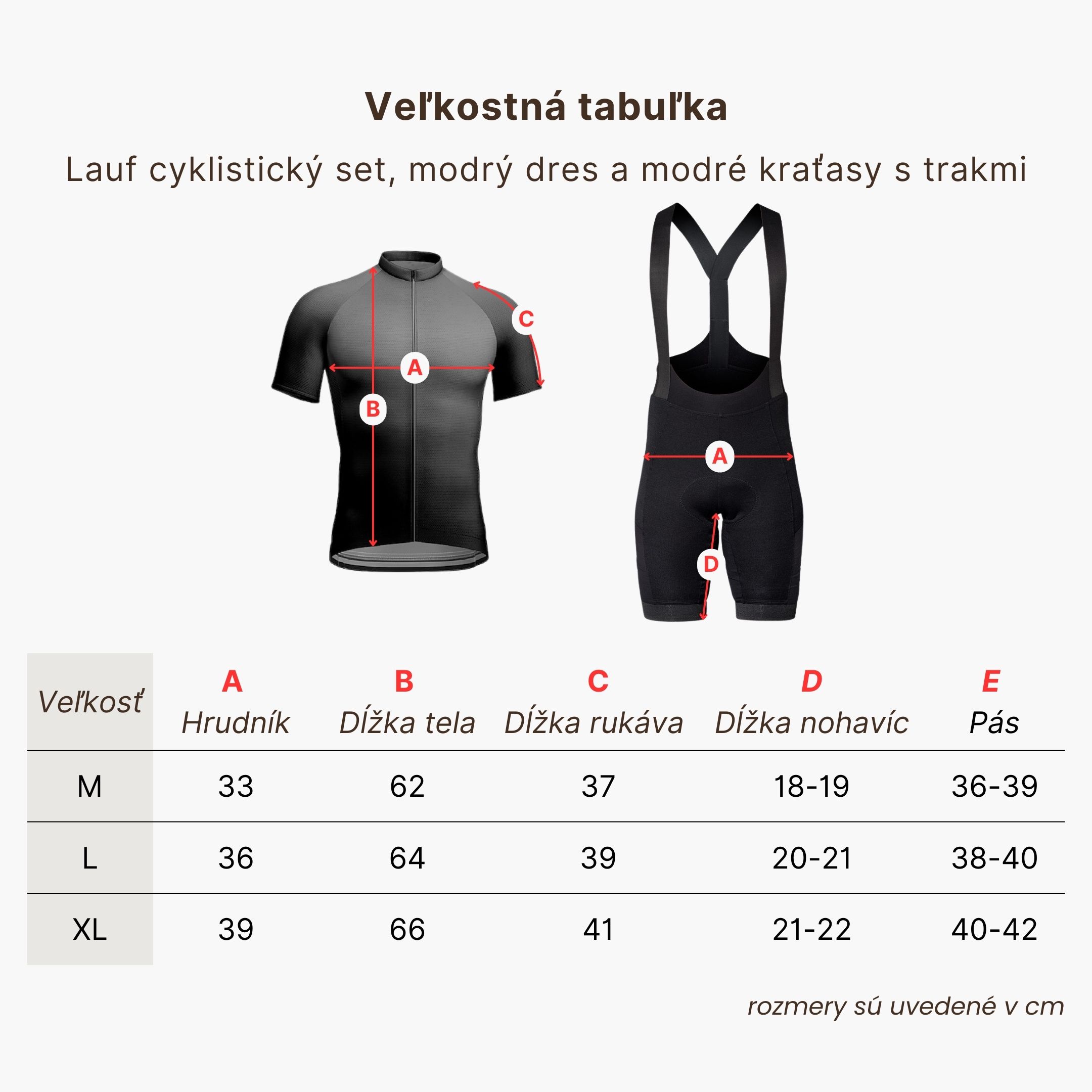 BrainMax LAUF cyklistický set, modrý dres a modré kraťasy se šlemi Velikost: M Obrázek