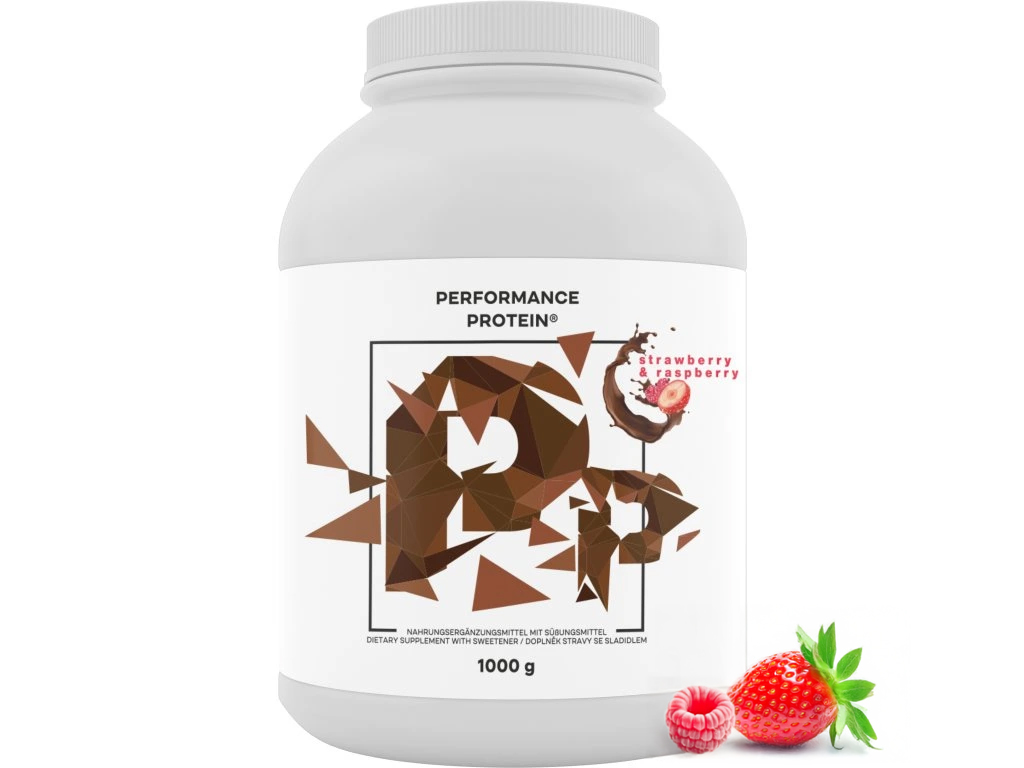 BrainMax Performance Protein, nativní syrovátkový protein, jahoda a malina Hmotnost: 1000 g Obrázek