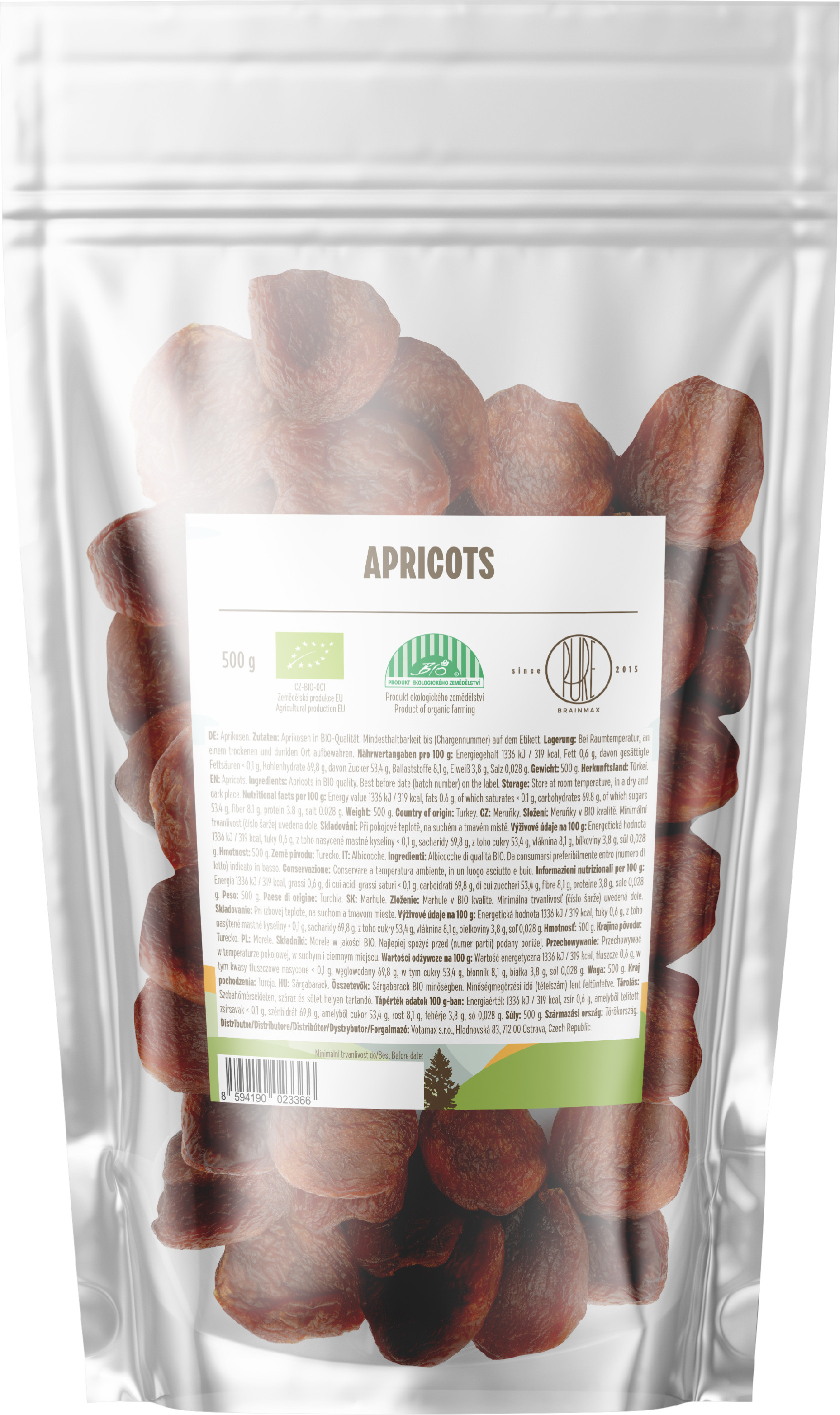 BrainMax Pure Meruňky sušené BIO, 500 g Obrázek