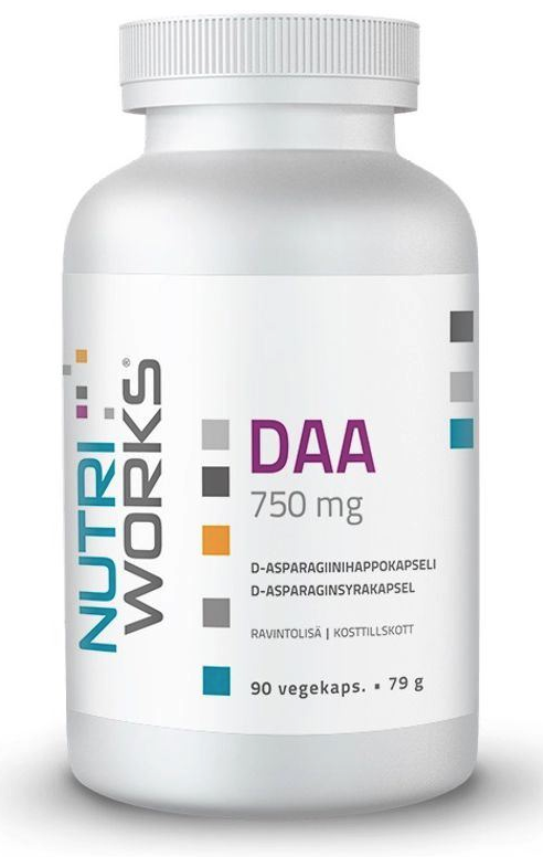 NutriWorks DAA, 750 mg, 90 rostlinných kapslí