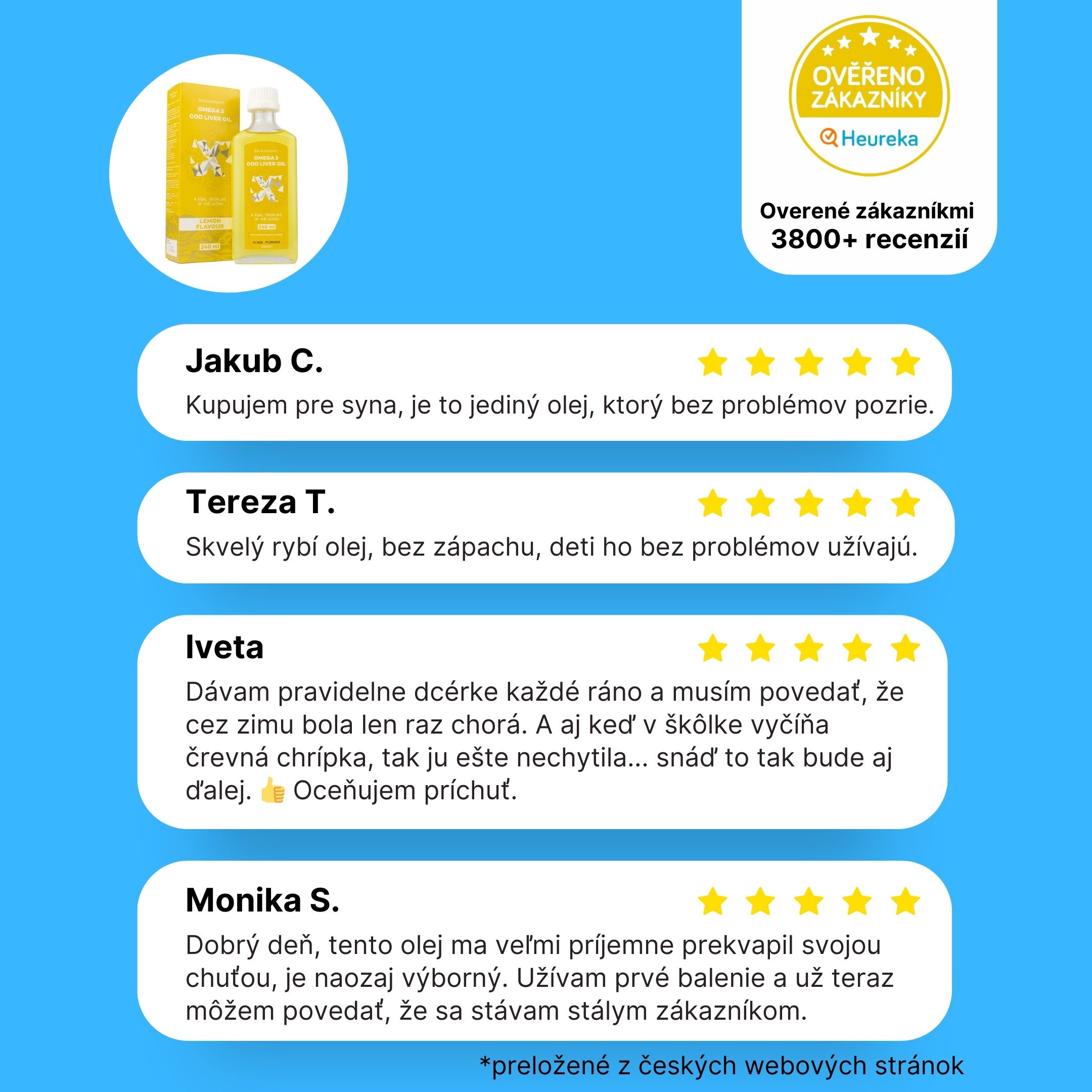 BrainMax Omega 3, Olej z tresčích jater, citrón, 240 ml Obrázek