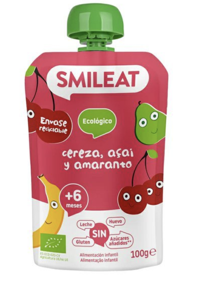 Smileat kapsička banán, hruška, třešeň, acai a amarant 6M+, BIO, 100 g