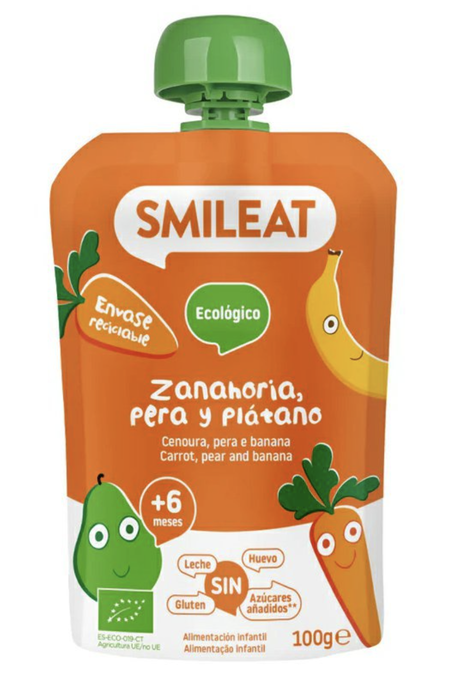 Smileat kapsička hruška, karotka, banán 6M+, BIO, 100 g