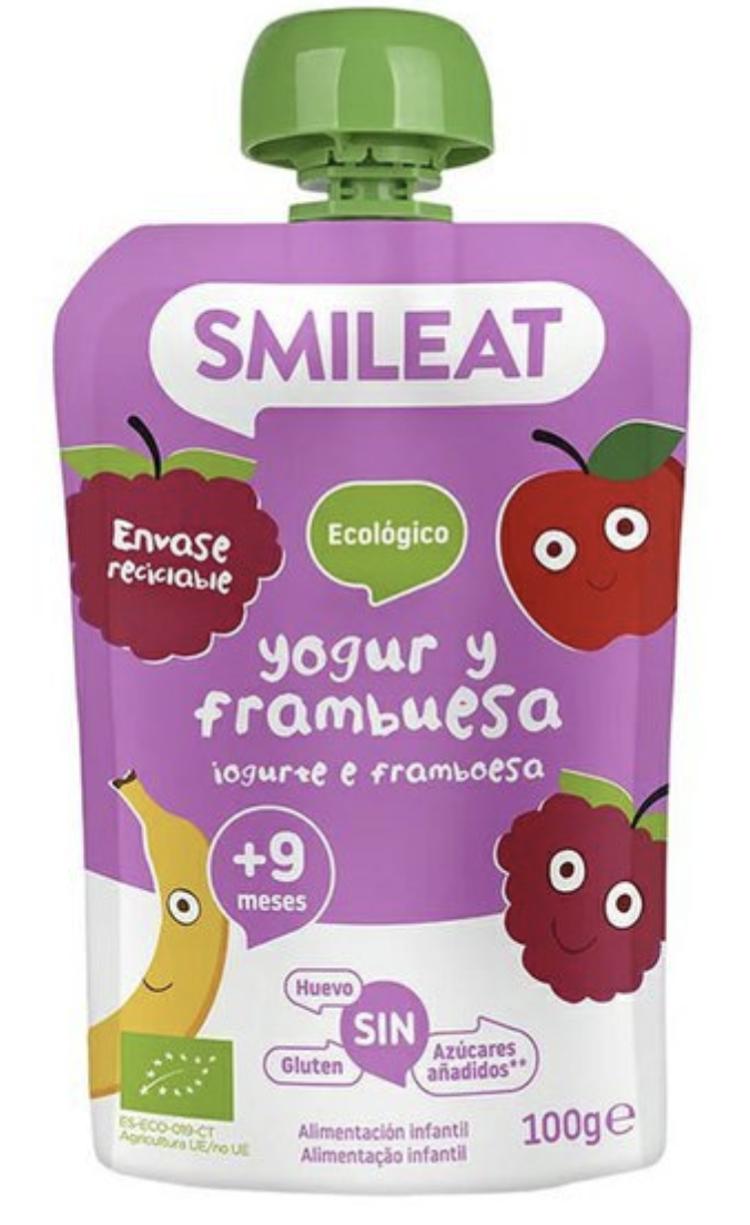 Smileat kapsička řecký jogurt, jablko, banán, malina a rýže 9M+, BIO, 100 g