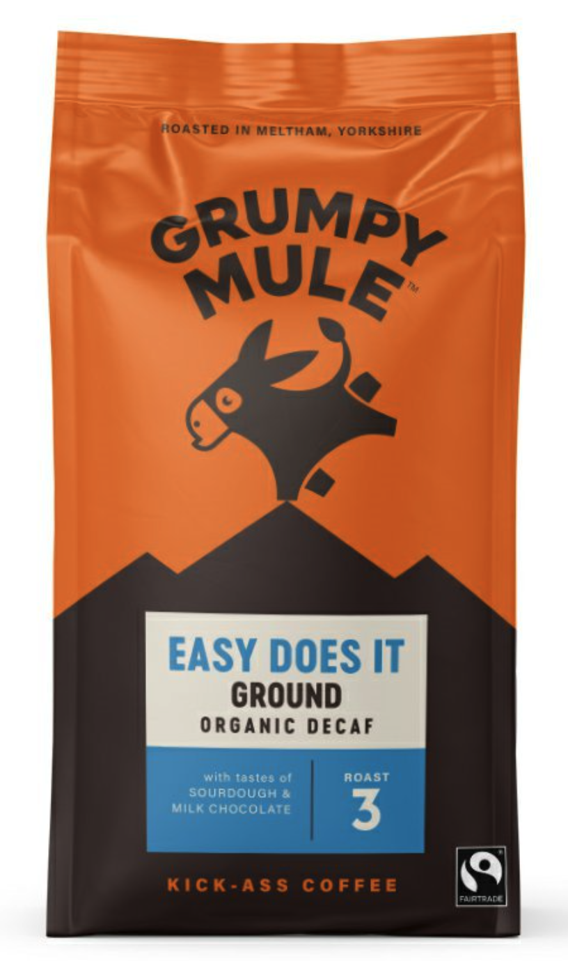 Grumpy Mule Easy Does It Ground Decaf, 100% Arabica, mletá káva bez kofeinu, BIO, 200 g Obrázek
