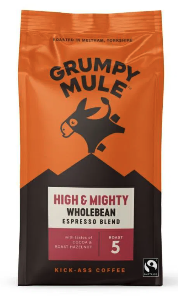 Grumpy Mule High & Mighty Wholebean Coffee, 100 % Arabica, zrnková káva, BIO, 200 g Obrázek