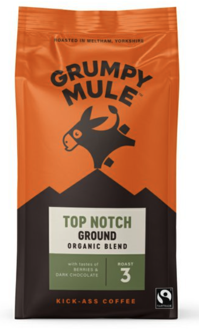 Grumpy Mule Top Notch, 100% Arabica, kawa mielona, ​​organiczna, 200 g
