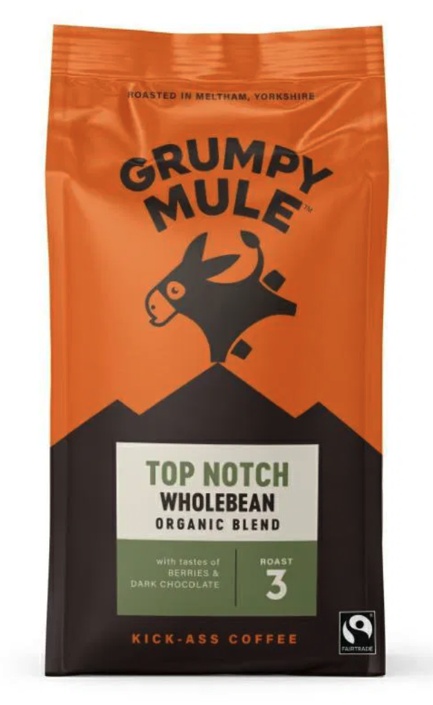 Grumpy Mule Top Notch Wholebean Coffee, 100 % Arabica, zrnková káva, BIO, 200 g Obrázek