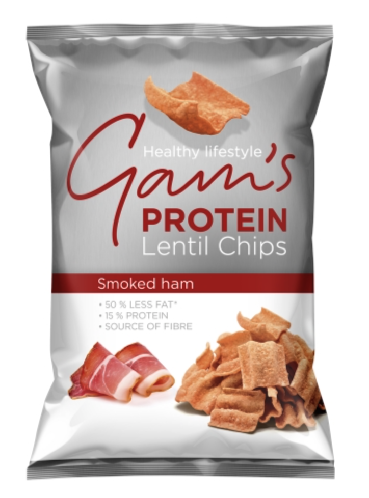 Gam's GAM’S Proteinové čočkové lupínky s příchutí uzené šunky, 65 g Obrázek