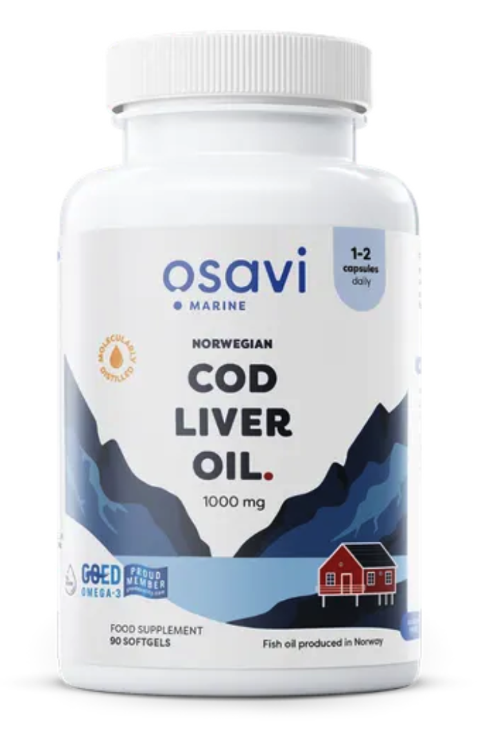 Osavi norvég tőkehalmájolaj, norvég tőkehalmájolaj, citrom, 1000 mg, 90 kapszula