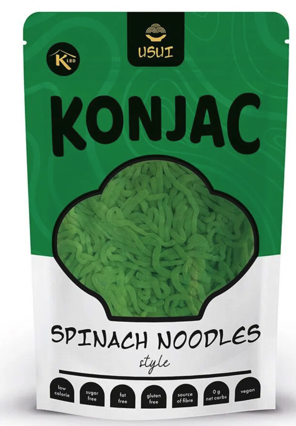 USUI Konjac, konjakové nudle se špenátem v nálevu, 270 g Obrázek