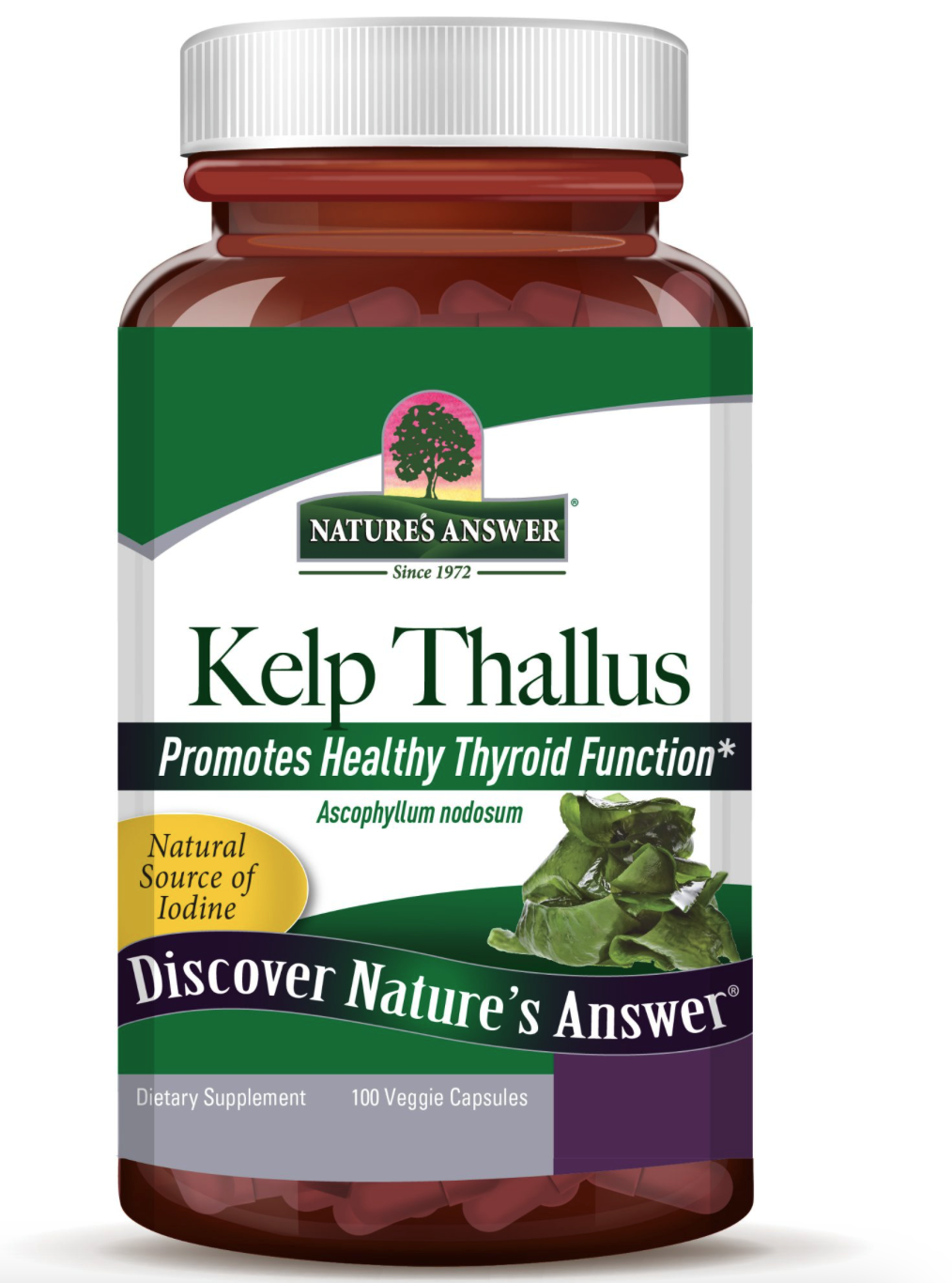 Nature's Answer Kelp Thallus, 100 rostlinných kapslí Obrázek