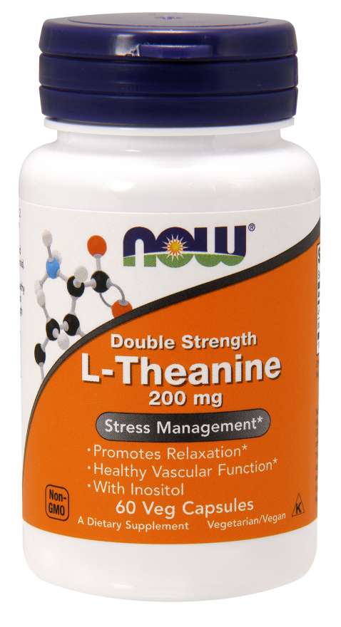 E-shop NOW® Foods NOW L-Theanine s Inositolom Double Strength, 200 mg, 60 rastlinných kapsúl