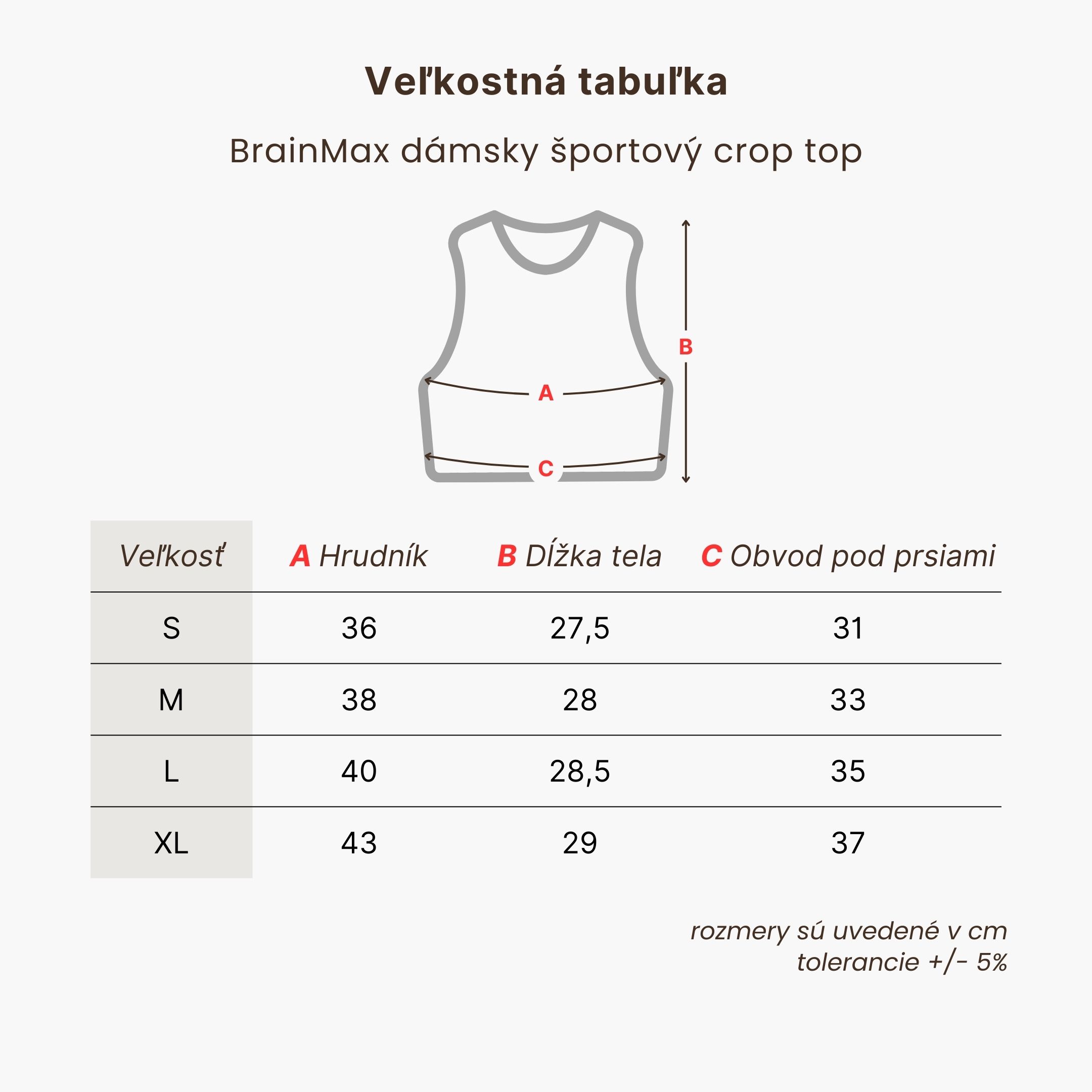 BrainMax dámský sportovní crop top, hnědý Velikost: L Obrázek
