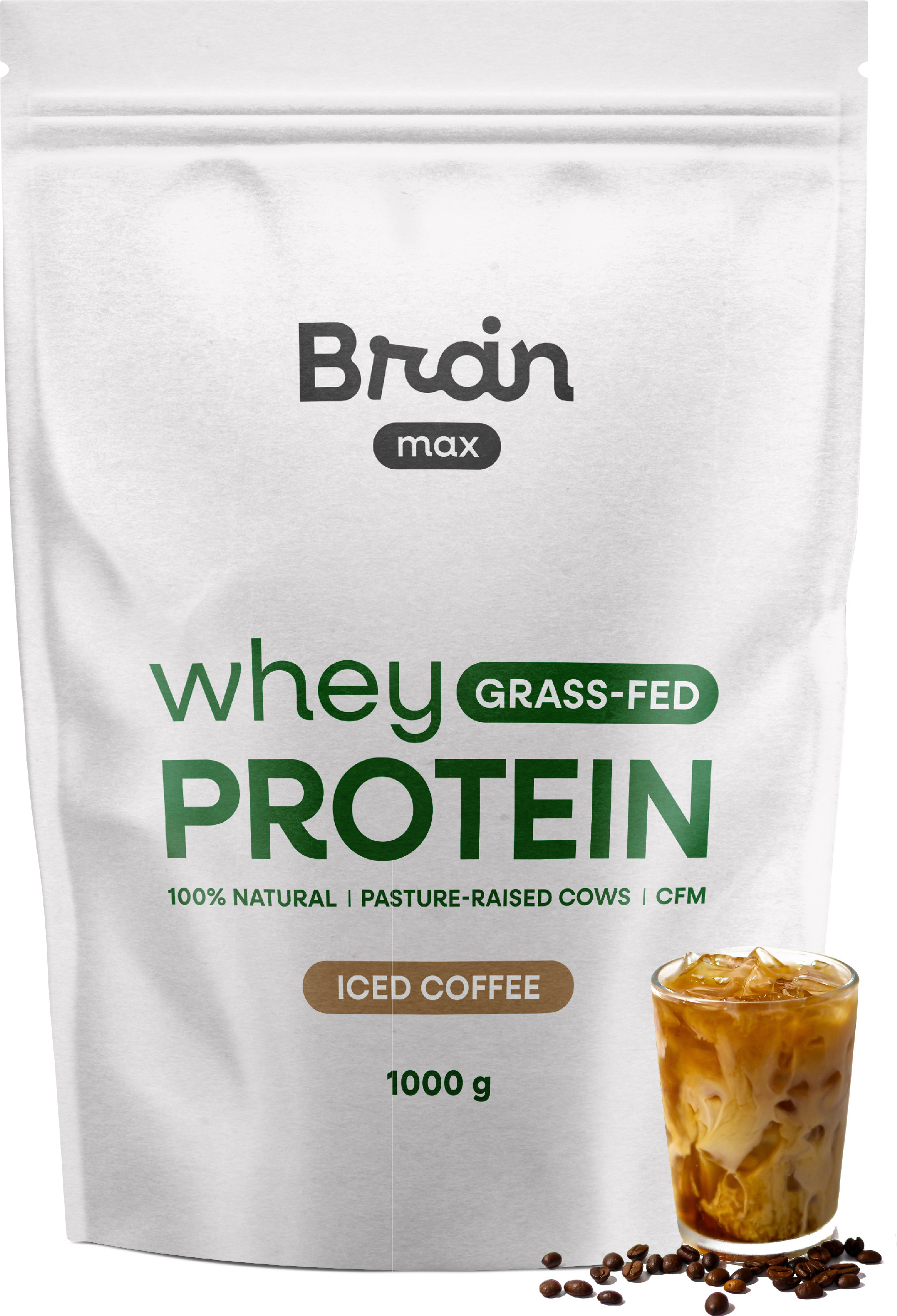 BrainMax Grass-fed Whey Protein, Ledová káva, 1000 g Obrázek